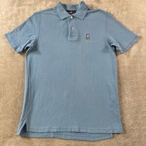 Psycho Bunny Mens Light Blue Pique Cotton Short Sleeve Polo Shirt Size 5 Medium